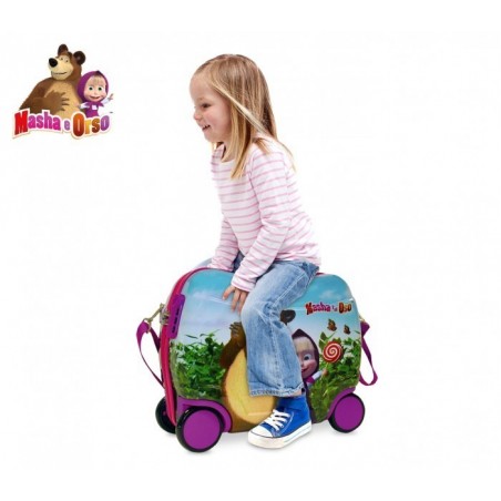 4731051 Valise chariot chevauchable bagage à main ABS MASHA ET L'OURS