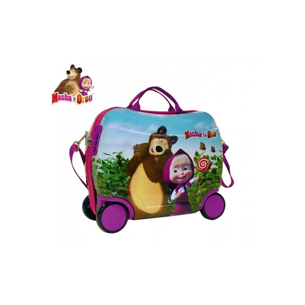 4731051 Valise chariot chevauchable bagage à main ABS MASHA ET L'OURS