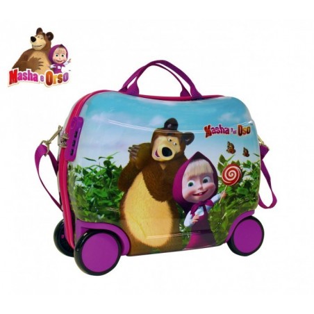 4731051 Valise chariot chevauchable bagage à main ABS MASHA ET L'OURS