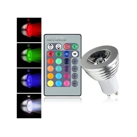 Spot LED RGB avec télécommande multicolore 3w