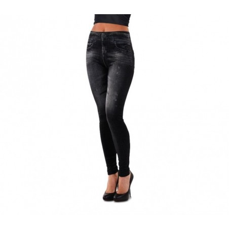 3059 Set de 2 leggings mode effet denim flexibles et confortables 2 couleurs 