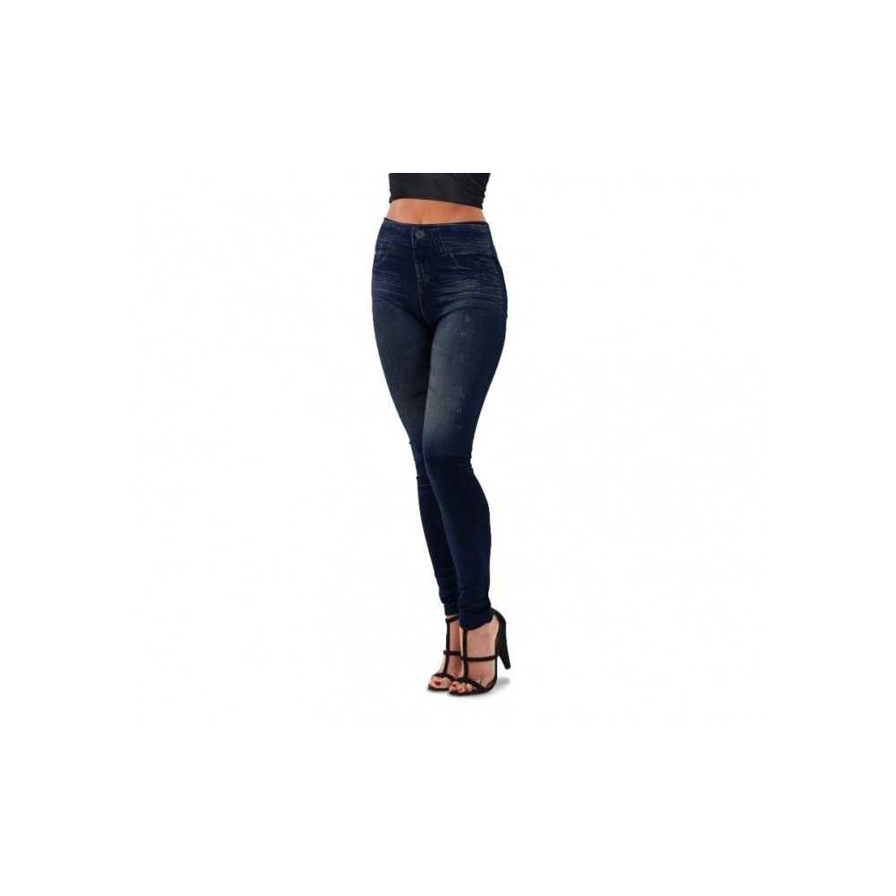 3059 Set de 2 leggings mode effet denim flexibles et confortables 2 couleurs 