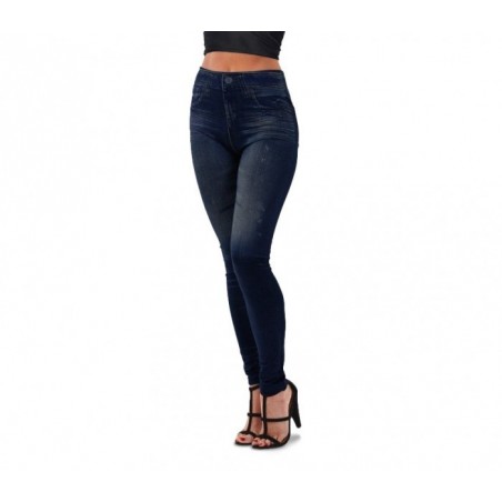 3059 Set de 2 leggings mode effet denim flexibles et confortables 2 couleurs 