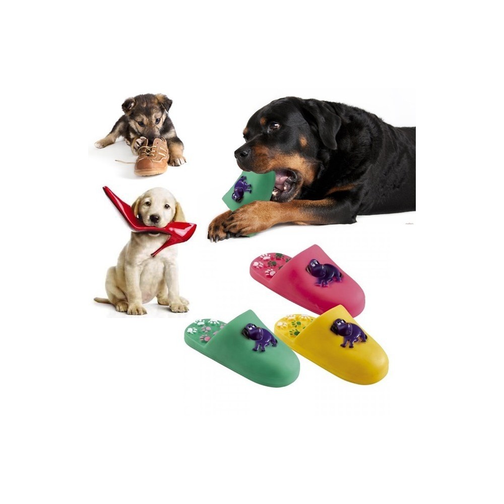 Jeu pour ramener les animaux - Pantoufle - 17 cm sonores en caoutchouc souple pour chiens et chats - Scarpa