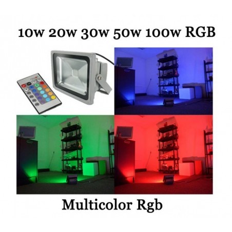 Phare - Projecteur LED RGB avec télécommande multicolore 10w 20w 30w 50w 100w