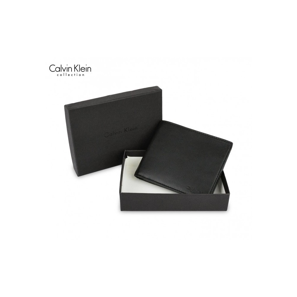 S08 portefeuille noir Calvin Klein vertical pour homme en vrai cuir