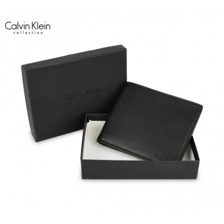 S08 portefeuille noir Calvin Klein vertical pour homme en vrai cuir