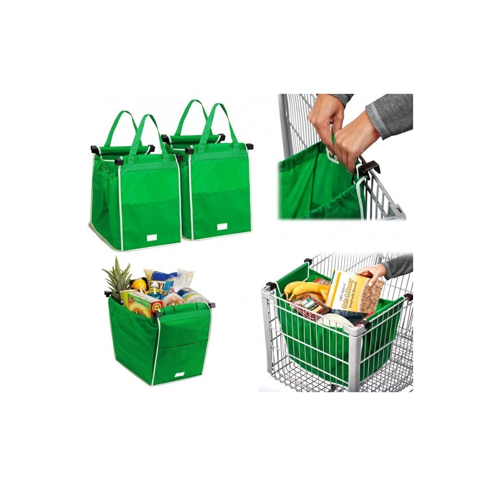 300162 Set de 2 shopping bag pour chariot réutilisables et pliables 
