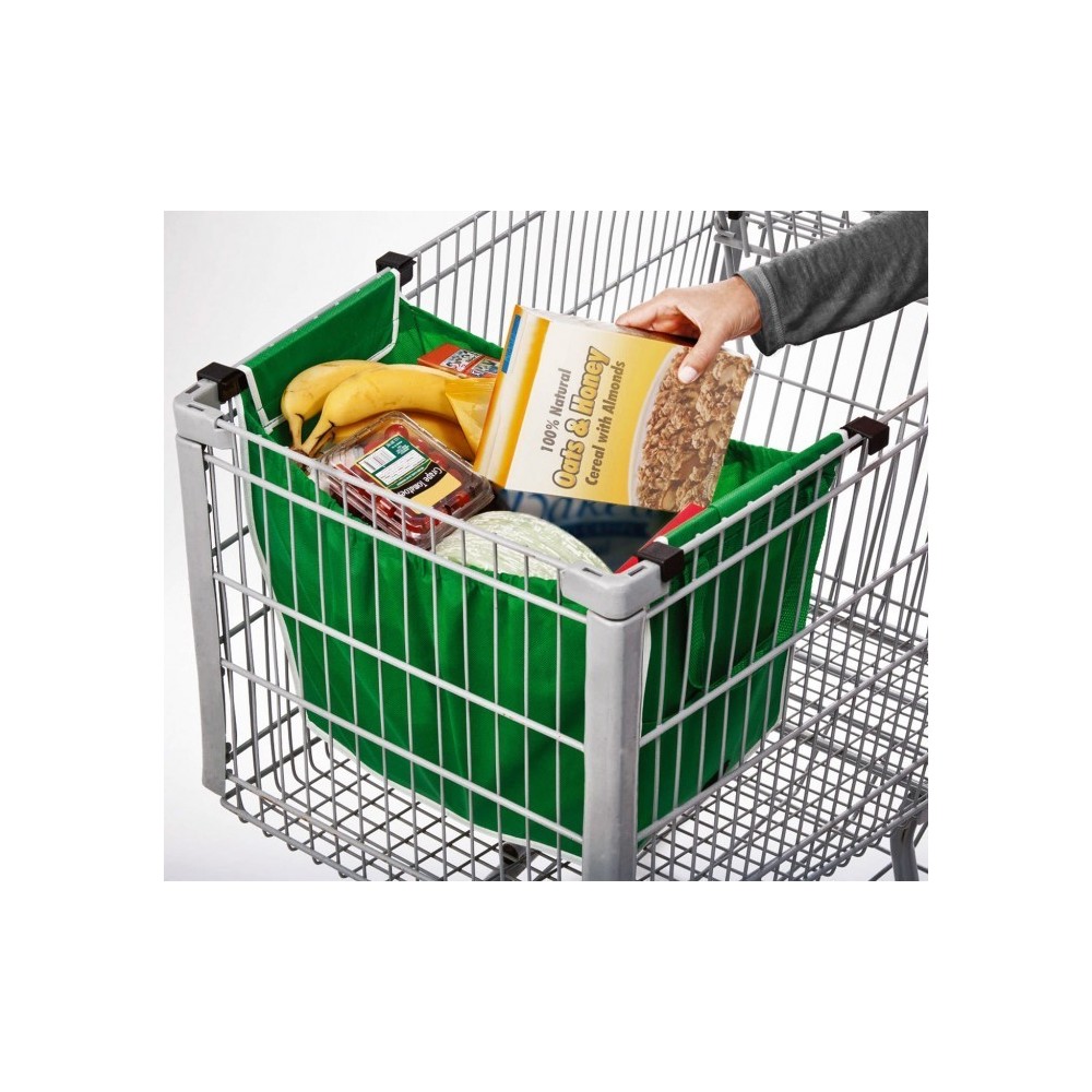 300162 Set de 2 shopping bag pour chariot réutilisables et pliables 