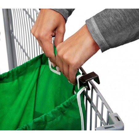 300162 Set de 2 shopping bag pour chariot réutilisables et pliables 