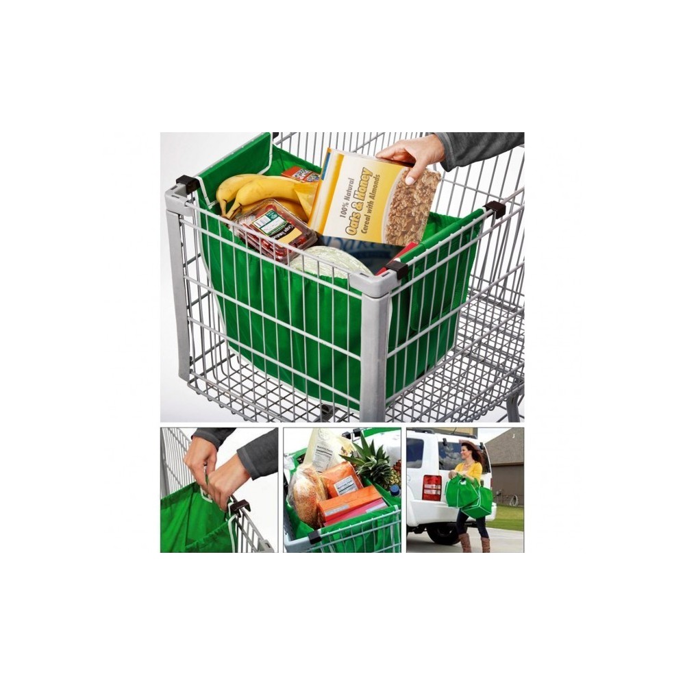 300162 Set de 2 shopping bag pour chariot réutilisables et pliables 