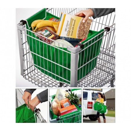 300162 Set de 2 shopping bag pour chariot réutilisables et pliables 