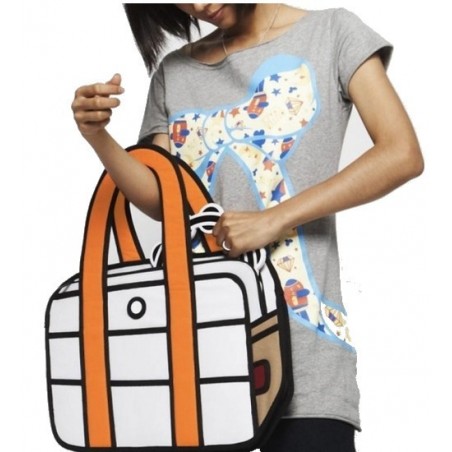 Sac avec poignée 3D - dessin animé mode design comique orange