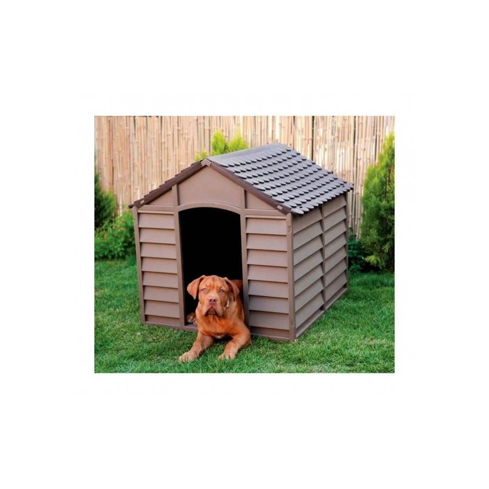 209554 Niche pour chien en forme de maison en résine grande taille