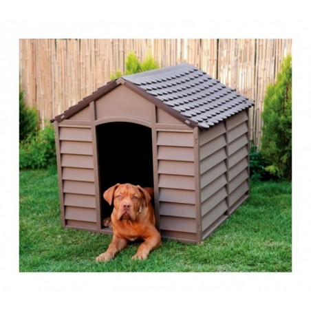 209554 Niche pour chien en forme de maison en résine grande taille