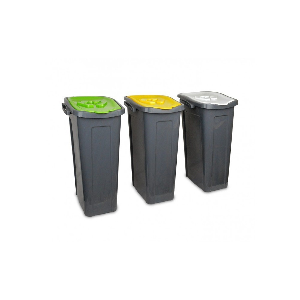 345146 Set de 3 poubelles pour le recyclage du papier-plastique-verre