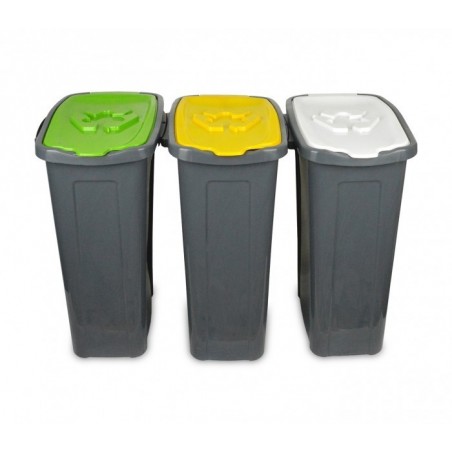 345146 Set de 3 poubelles pour le recyclage du papier-plastique-verre