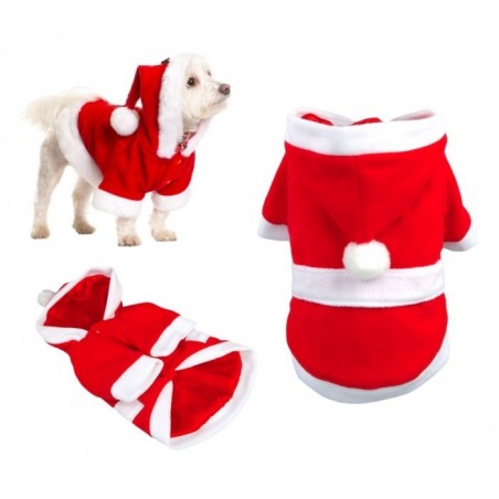 5775 Déguisement de PERE NOËL avec capuche pour chiens de petite/moyenne taille 5775 Déguisement de PERE NOËL avec capuche pour chiens de petite/moyenne taille