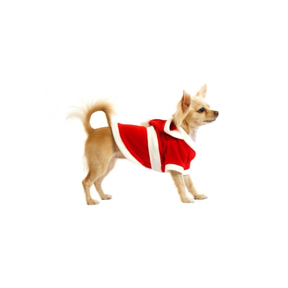 5775 Déguisement de PERE NOËL avec capuche pour chiens de petite/moyenne taille
