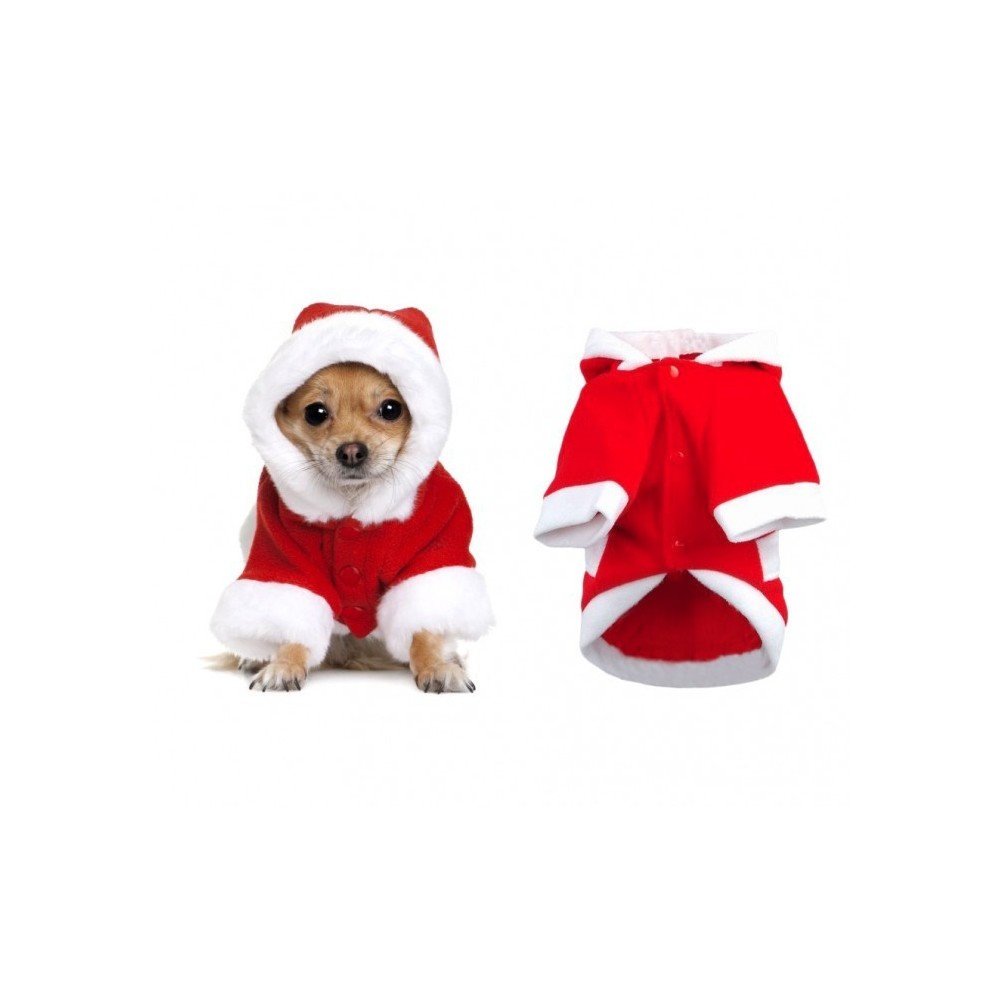 5775 Déguisement de PERE NOËL avec capuche pour chiens de petite/moyenne taille
