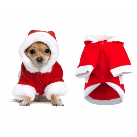 5775 Déguisement de PERE NOËL avec capuche pour chiens de petite/moyenne taille 5775 Déguisement de PERE NOËL avec capuche pour chiens de petite/moyenne taille