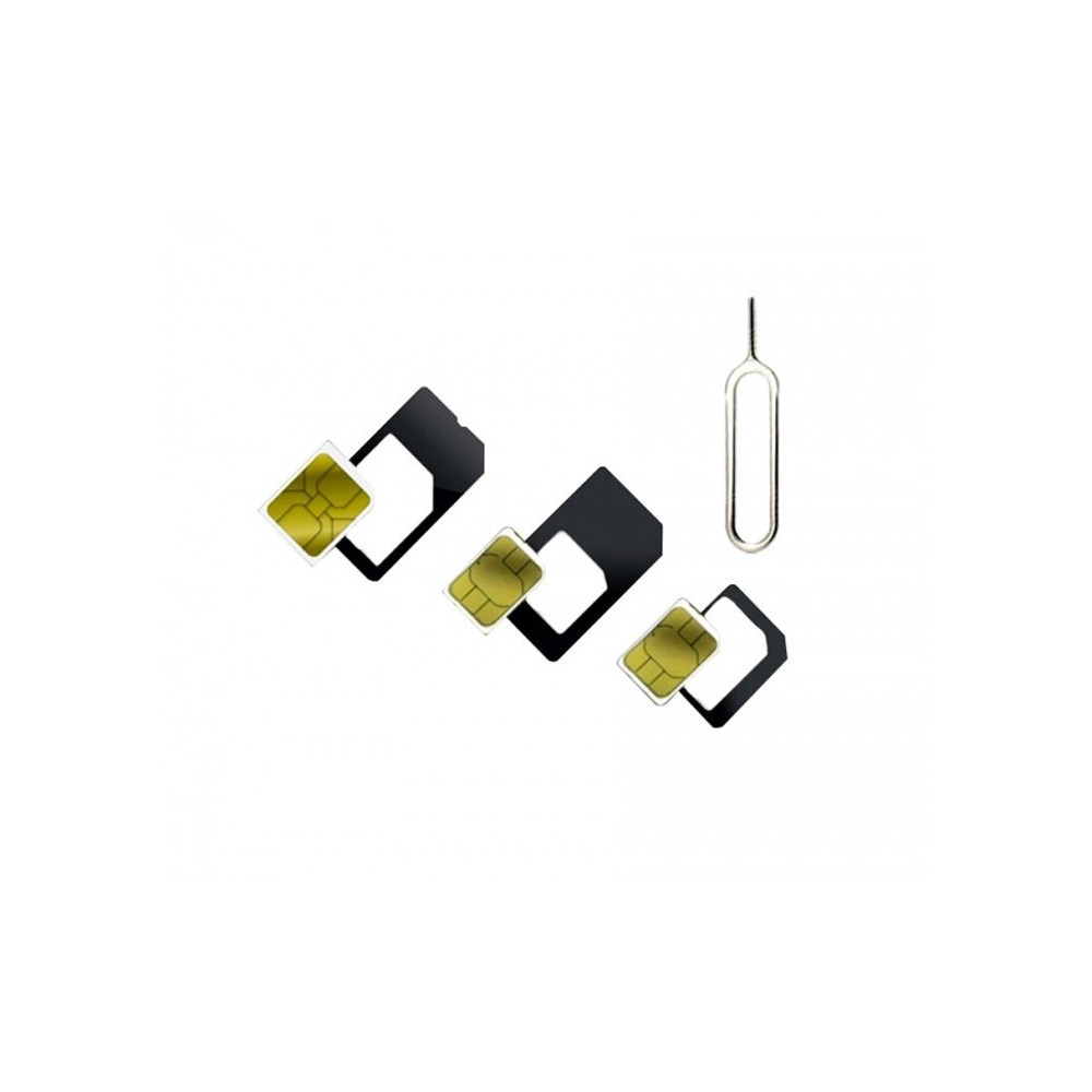 19711 kit adaptateur sim 4 pièces convenant à tous les téléphones et les tablett