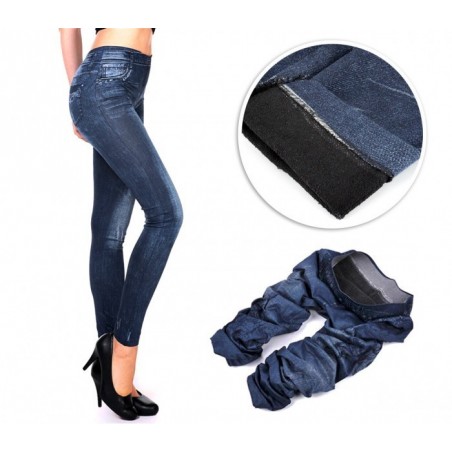 F327 Set de 3 leggings thermiques effet Denim avec doublure en peluche TU F327 Set de 3 leggings thermiques effet Denim avec doublure en peluche TU