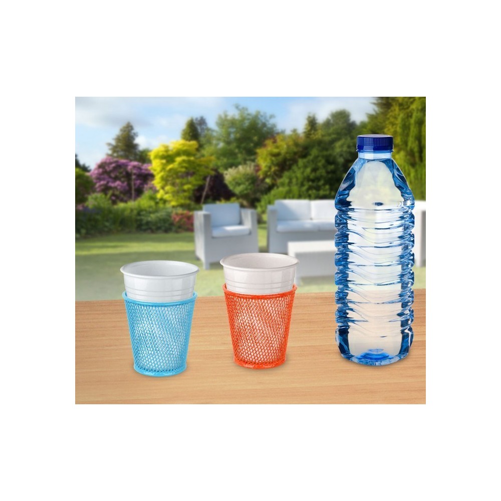 194775 Set de 6 porte-gobelets métalliques perforés idéal pour le camping