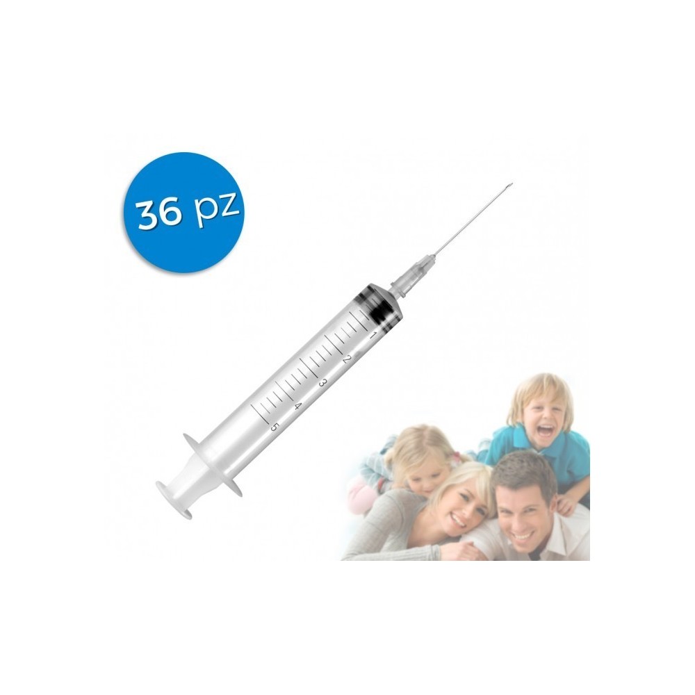 Pack de 36 seringues stériles à usage unique capacité 5ml aiguille 22g