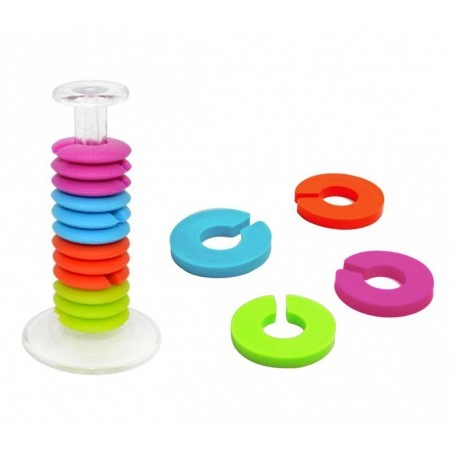 230794 Set de 24 anneaux marque-verres colorés en silicone