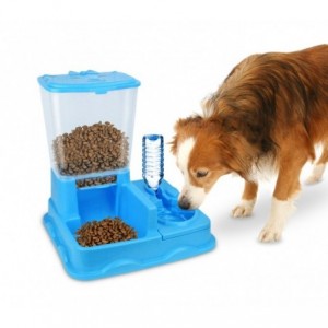 3028 Distributeur automatique de croquettes + eau avec double bol Chien et chat 2