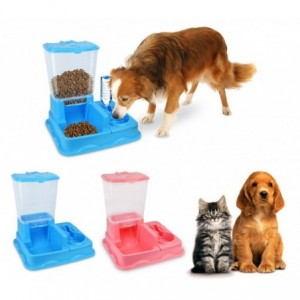 3028 Distributeur automatique de croquettes + eau avec double bol Chien et chat