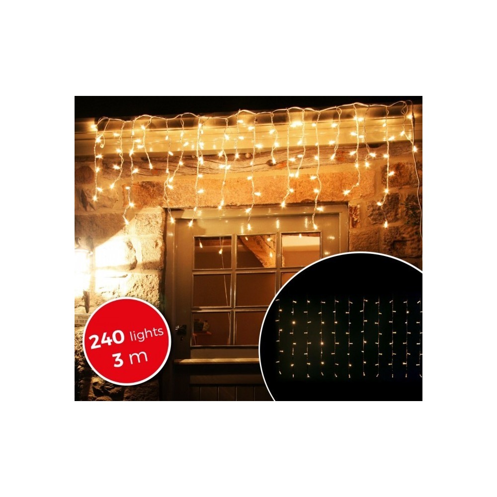 031342 Rideau de lumières de Noël d'extérieur 3mt 240 lumières blanches 