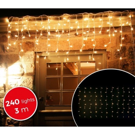 031342 Rideau de lumières de Noël d'extérieur 3mt 240 lumières blanches 