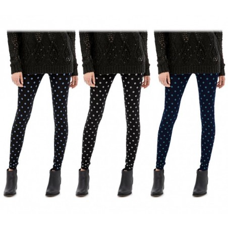 208041 Set 3 leggings à pois femmes ass. Kristal eff thermique intérieur peluche