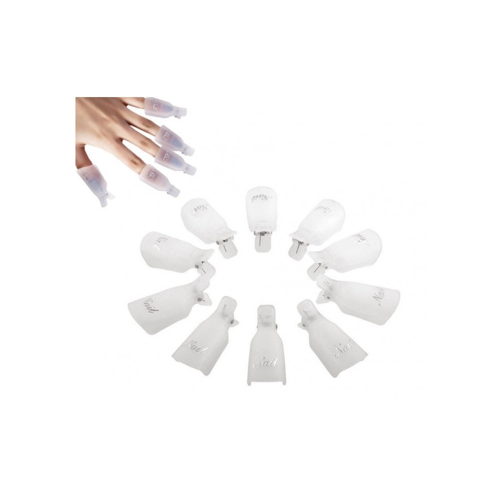 3422 Kit de 10 clips pour enlever gels et semipermanentes des ongles nail-art