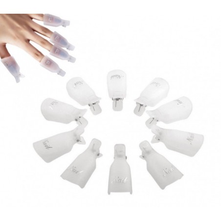 3422 Kit de 10 clips pour enlever gels et semipermanentes des ongles nail-art