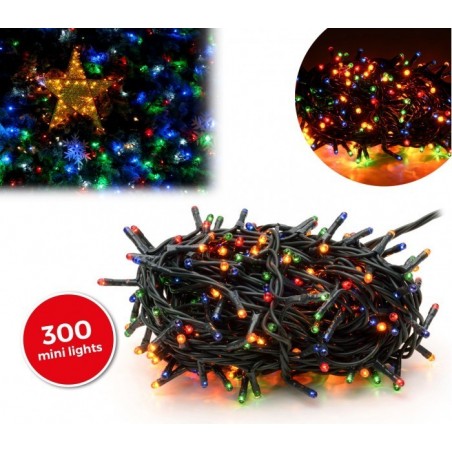 Lumières de Noël MULTICOLORES 300 ampoules avec 8 effets et câble vert