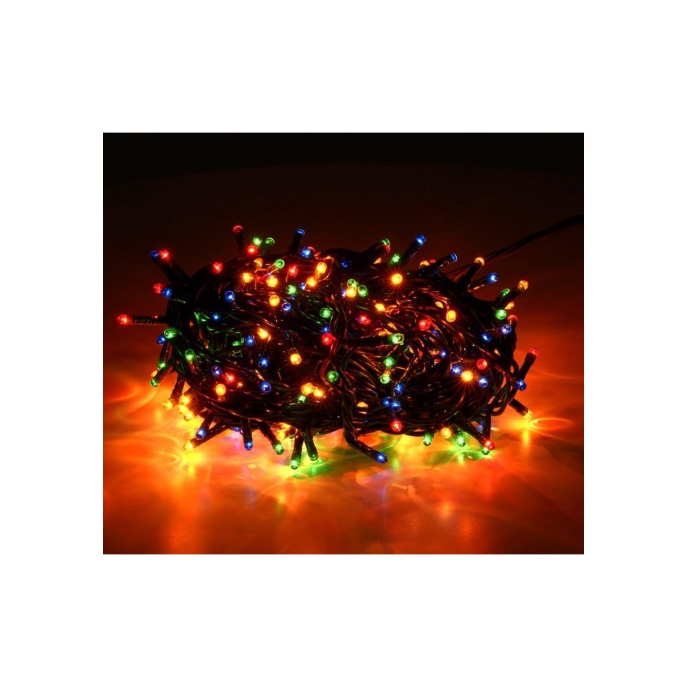 Lumières de Noël MULTICOLORES 300 ampoules avec 8 effets et câble vert