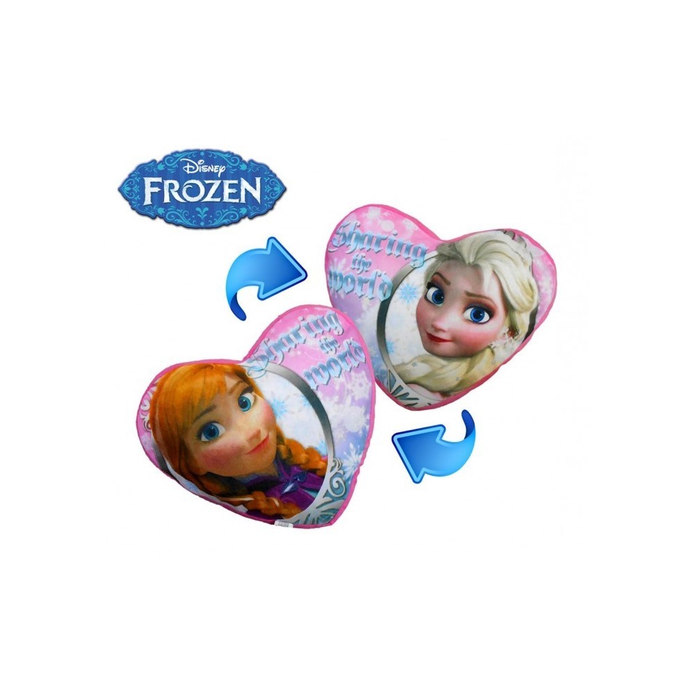 WD16526 Coussin romantique en forme de cœur ANNA ET ELSA La Reine des Neiges