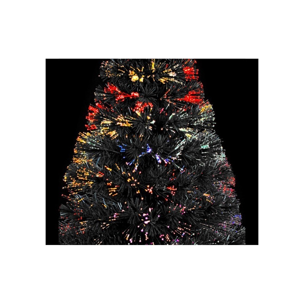 272394 Sapin de Noël noir en fibres optiques lumineuses multicolores 150 cm