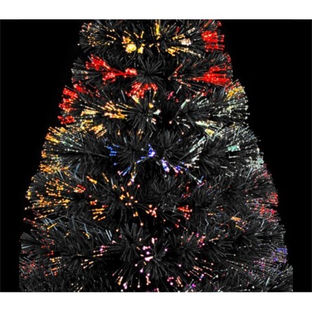 272394 Sapin de Noël noir en fibres optiques lumineuses multicolores 150 cm
