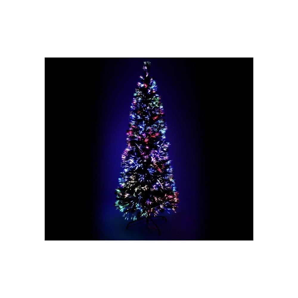 272394 Sapin de Noël noir en fibres optiques lumineuses multicolores 150 cm