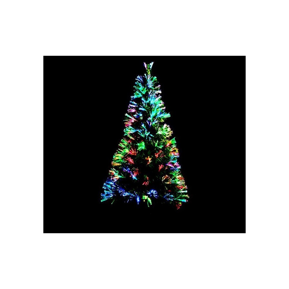 272394 Sapin de Noël noir en fibres optiques lumineuses multicolores 150 cm