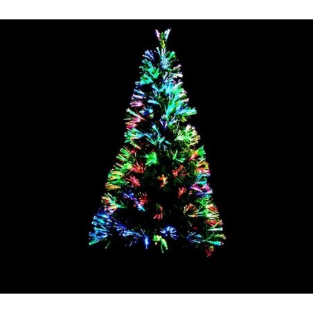272394 Sapin de Noël noir en fibres optiques lumineuses multicolores 150 cm
