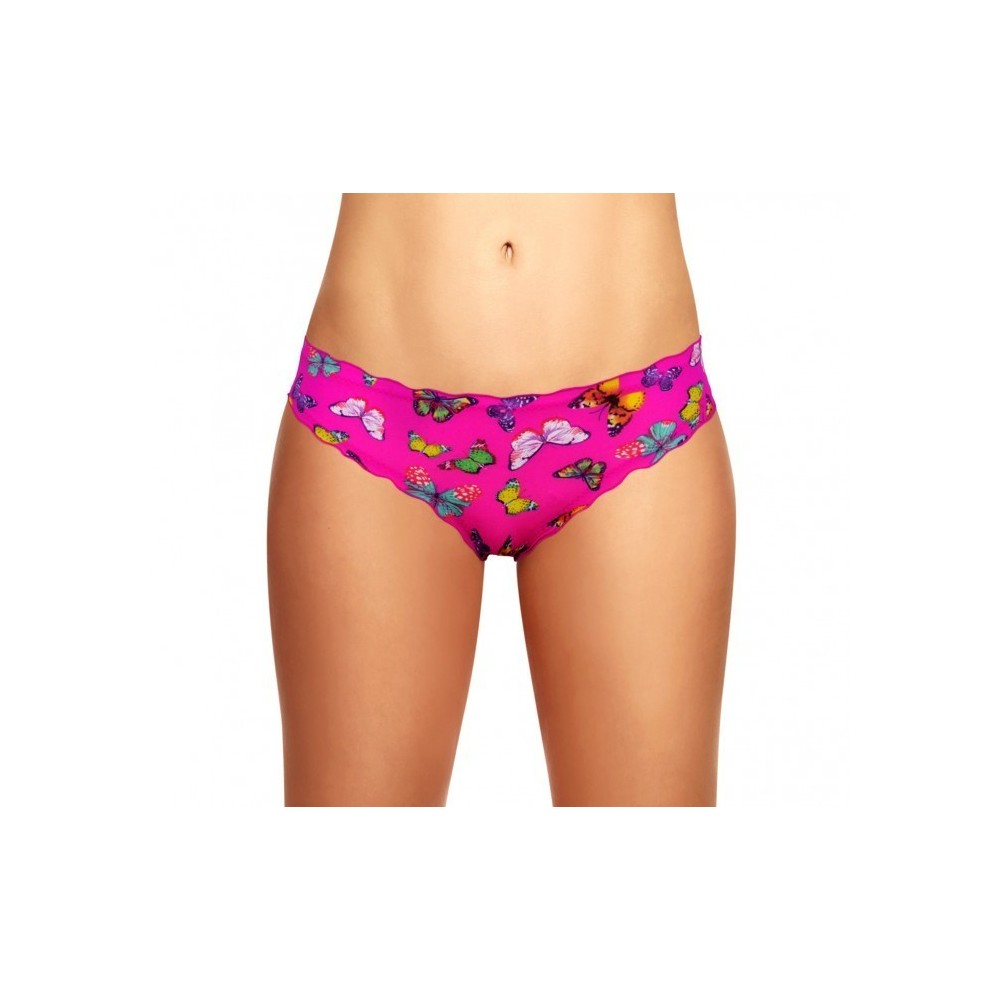 9956 Pack de 12 culottes brésiliennes drapées avec des papillons en 4 couleurs