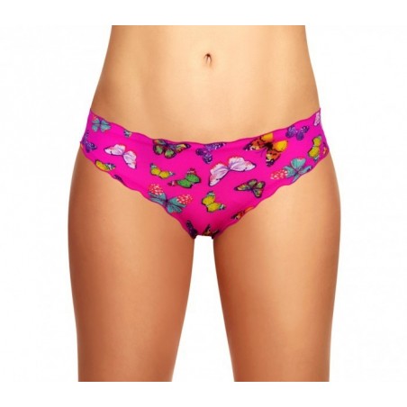 9956 Pack de 12 culottes brésiliennes drapées avec des papillons en 4 couleurs