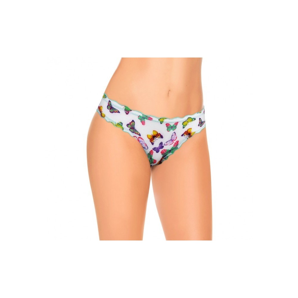 9956 Pack de 12 culottes brésiliennes drapées avec des papillons en 4 couleurs