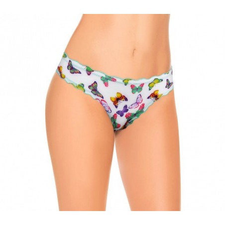 9956 Pack de 12 culottes brésiliennes drapées avec des papillons en 4 couleurs