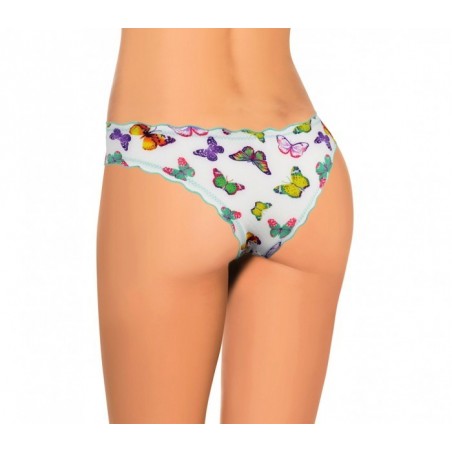 9956 Pack de 12 culottes brésiliennes drapées avec des papillons en 4 couleurs